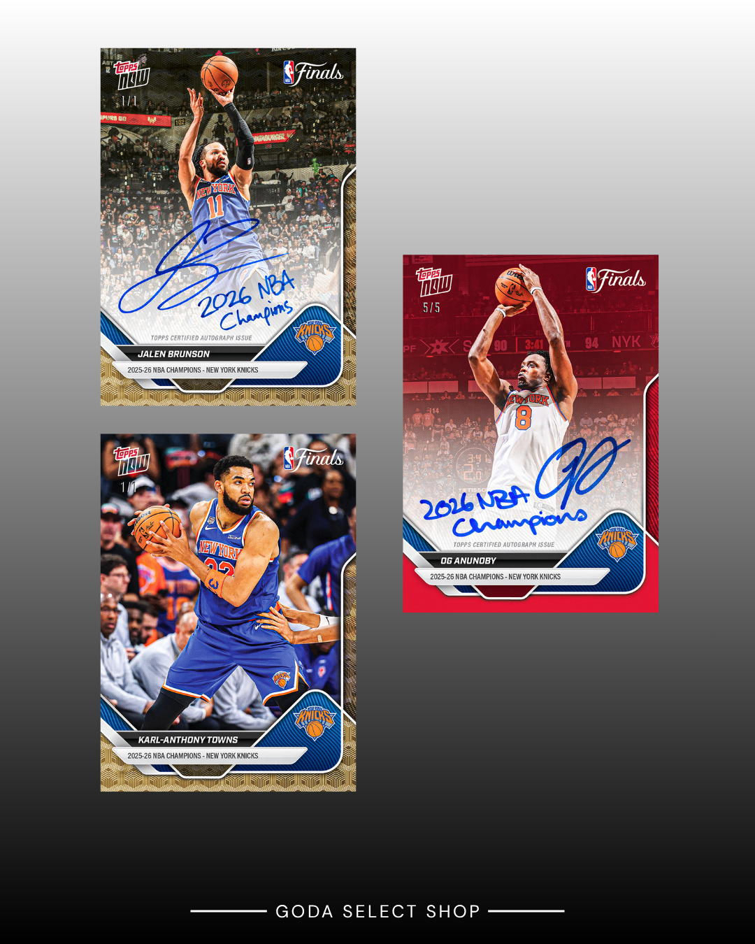 2026 NBA Champions - New York Knicks 紐約尼克隊 總冠軍 套卡 - NBA Topps NOW® 16-Card Team Set