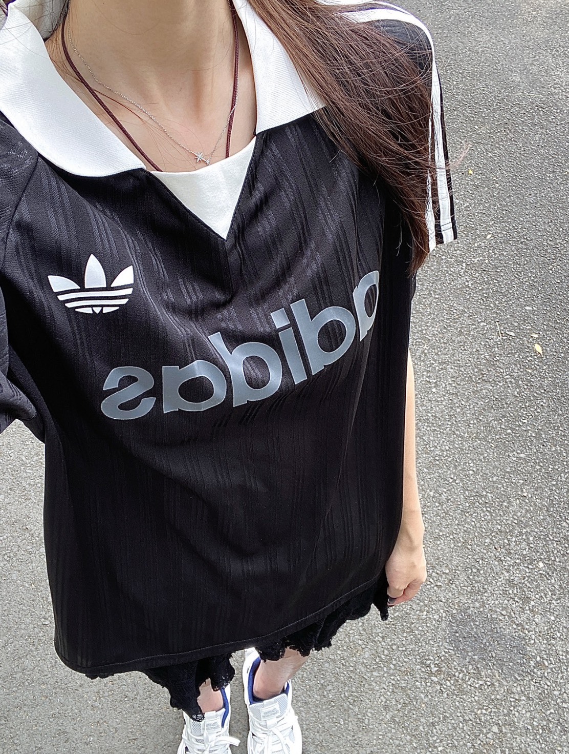 <國外限定> Adidas Originals 寬鬆 復古 條紋 LOGO 球衣 足球衣 明星 同款