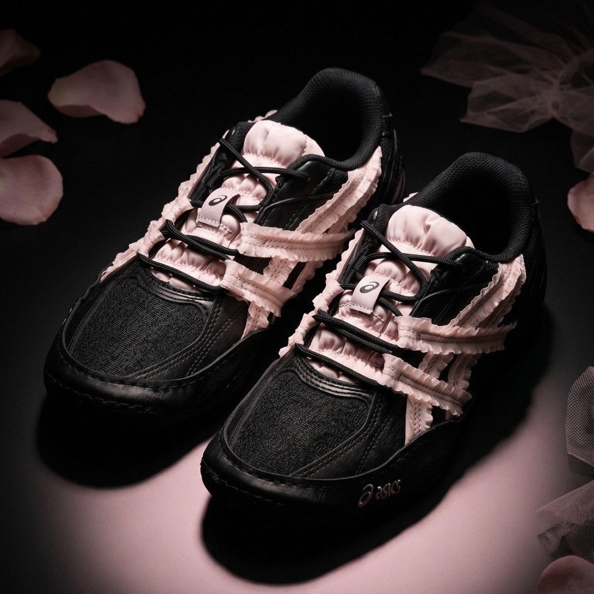 【代購】ASICS × empty behavior Hypersync  聯名款｜黑粉配色｜薄底休閒鞋