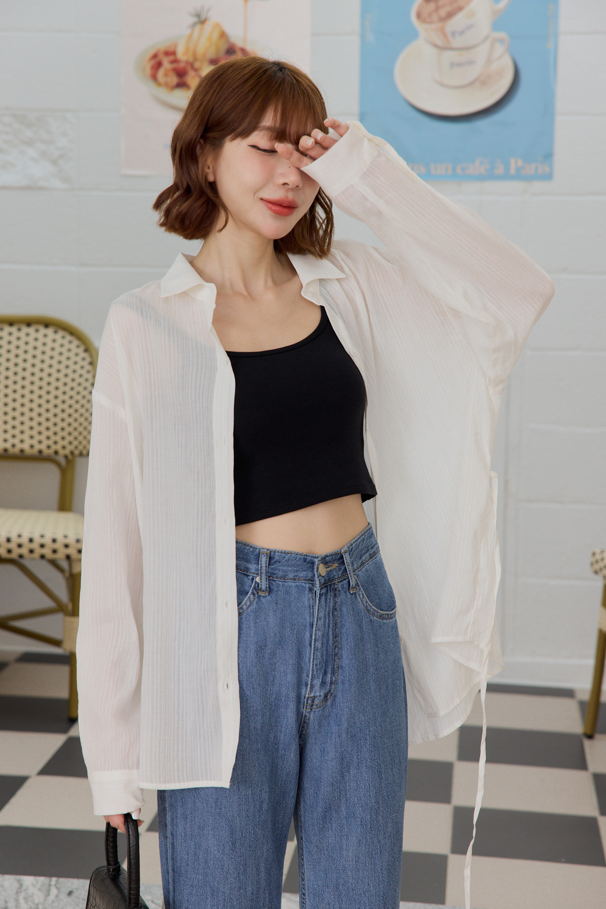Airy Lightweight Draped Shirt with Tie Detail