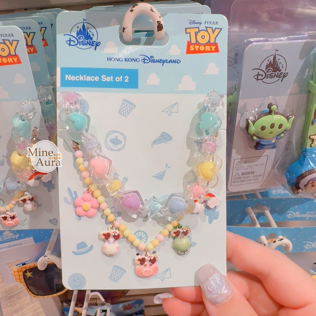 玩具總動員 Toy Story 愛心眼鏡 串珠 造型 墜飾 項鍊 2入組 首飾 -香港迪士尼樂園