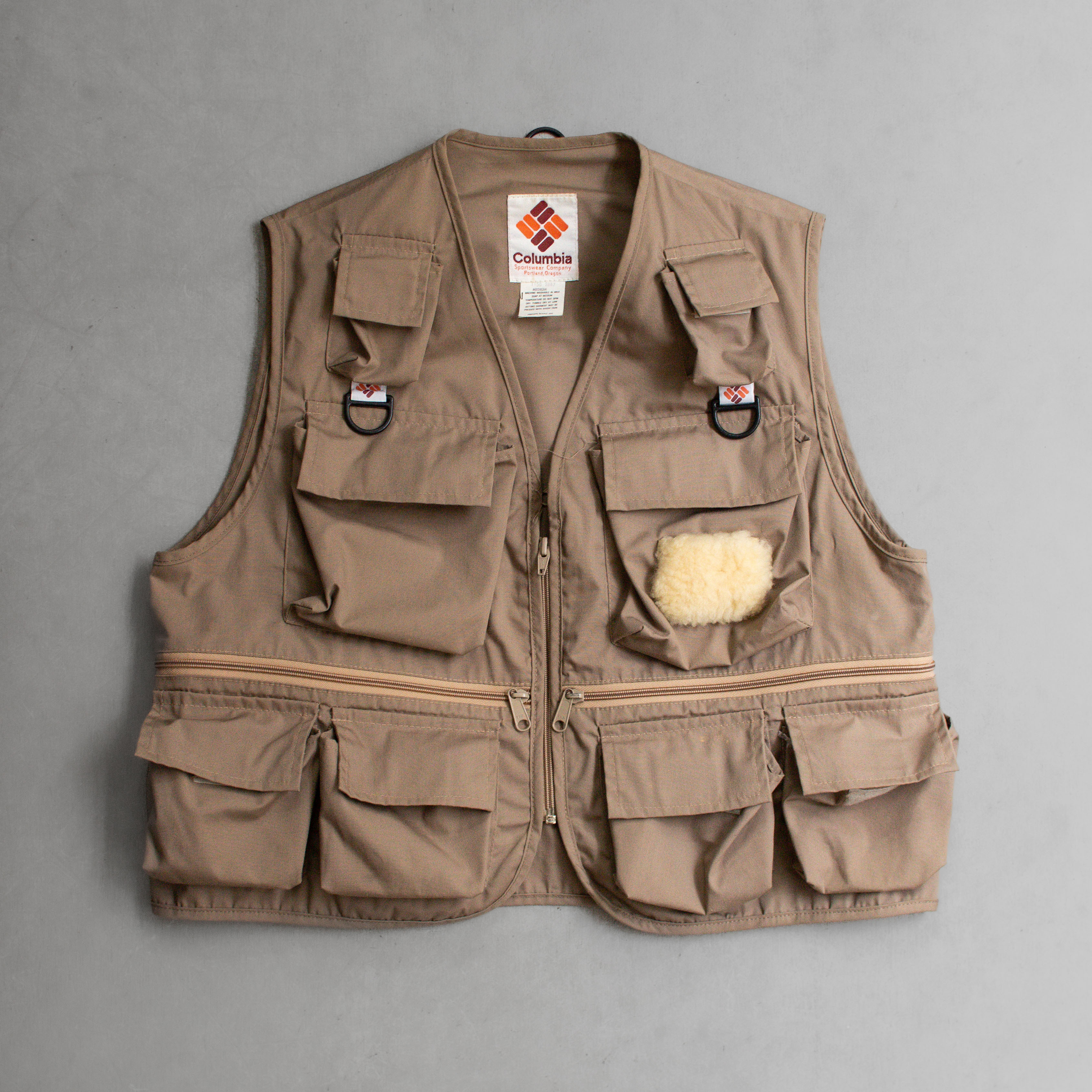 70-80S COLUMBIA FISHING VEST 美國 哥倫比亞 卡其 口袋 飛蠅 釣魚 背心 B