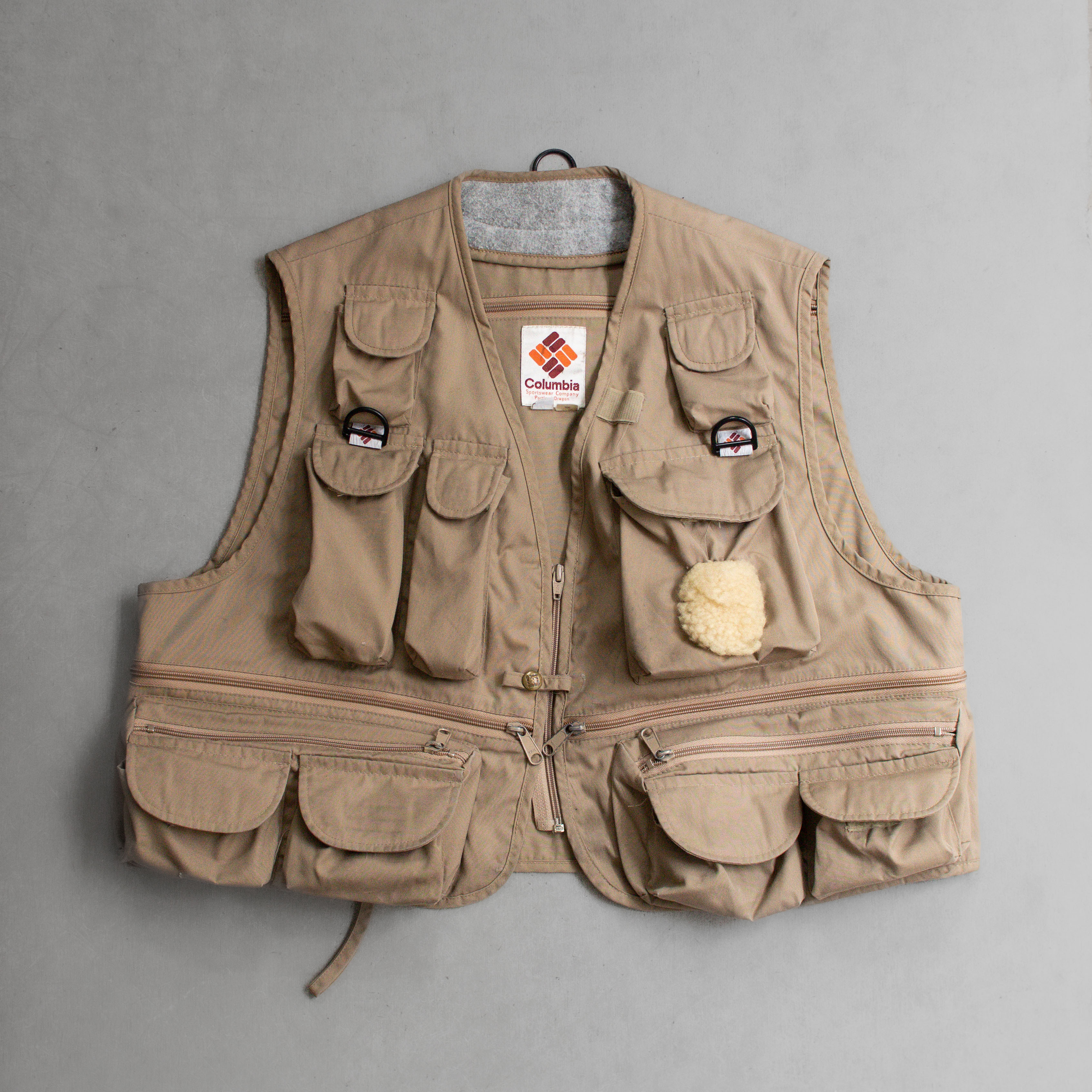70-80S COLUMBIA FISHING VEST 美國製 哥倫比亞 卡其 口袋 飛蠅 釣魚背心 C