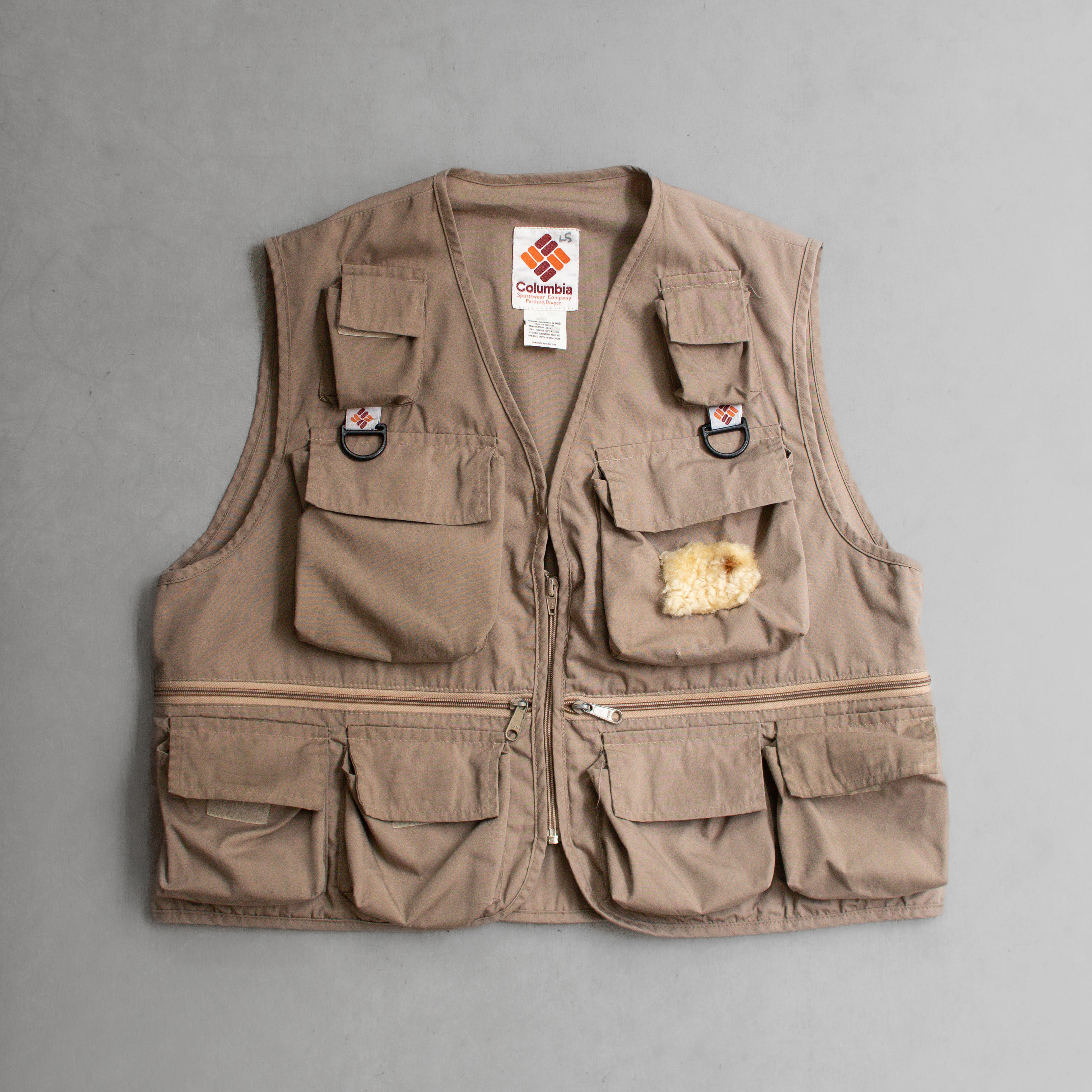 70-80S COLUMBIA FISHING VEST 美國 哥倫比亞 卡其 口袋 飛蠅 釣魚 背心 D
