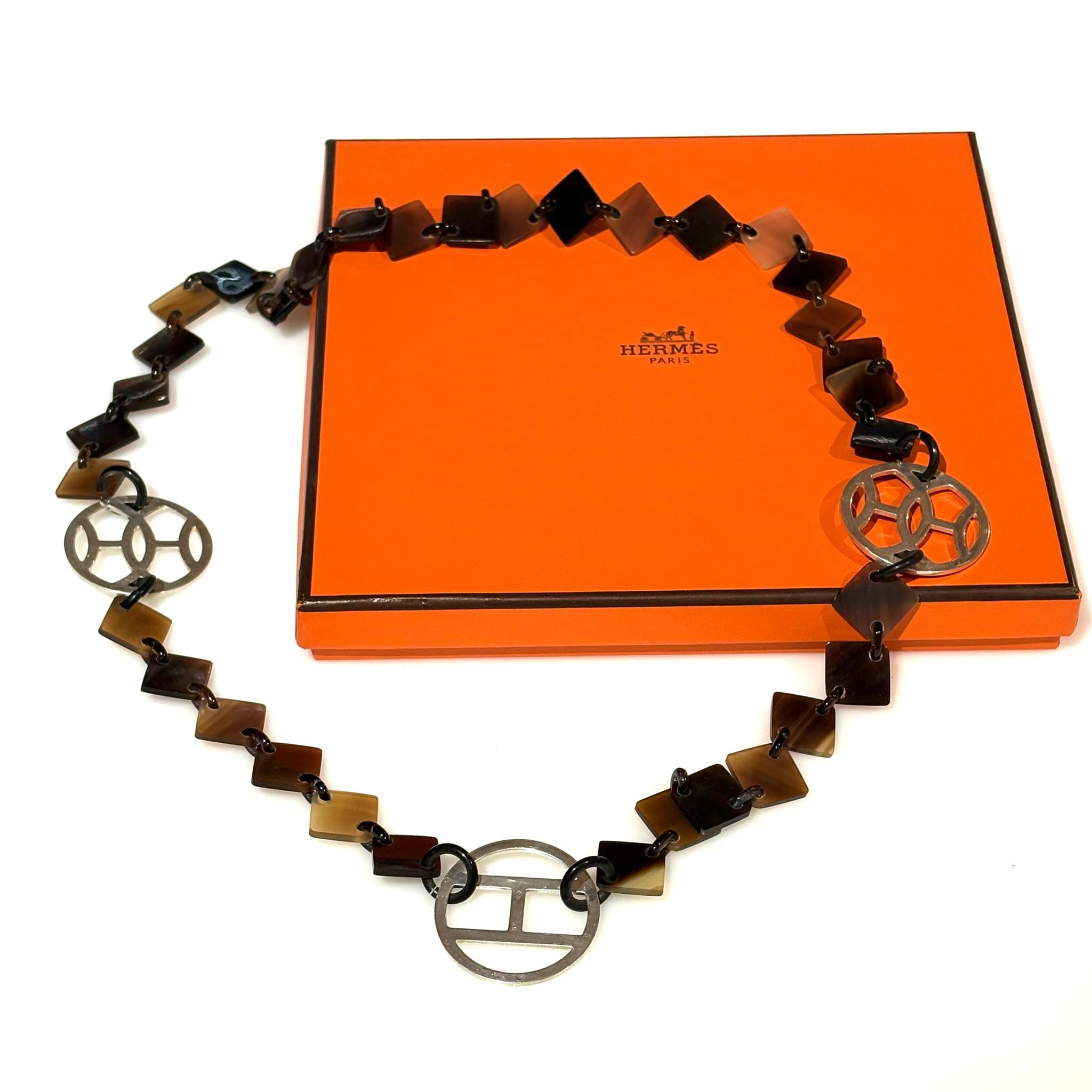 98%NEW二手HERMES Buffalo 925 Silver Lena Necklace #水牛角項鍊 #香榭站正品