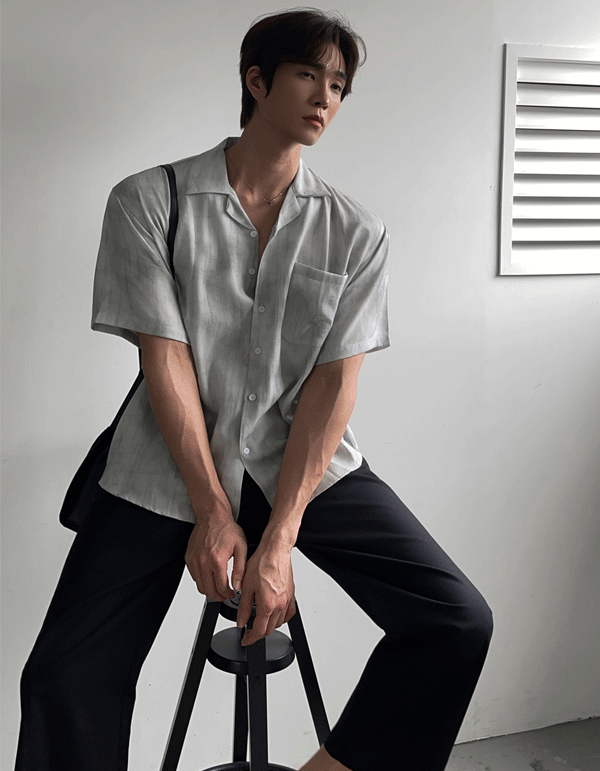 Mist Wash Open Collar Shirt