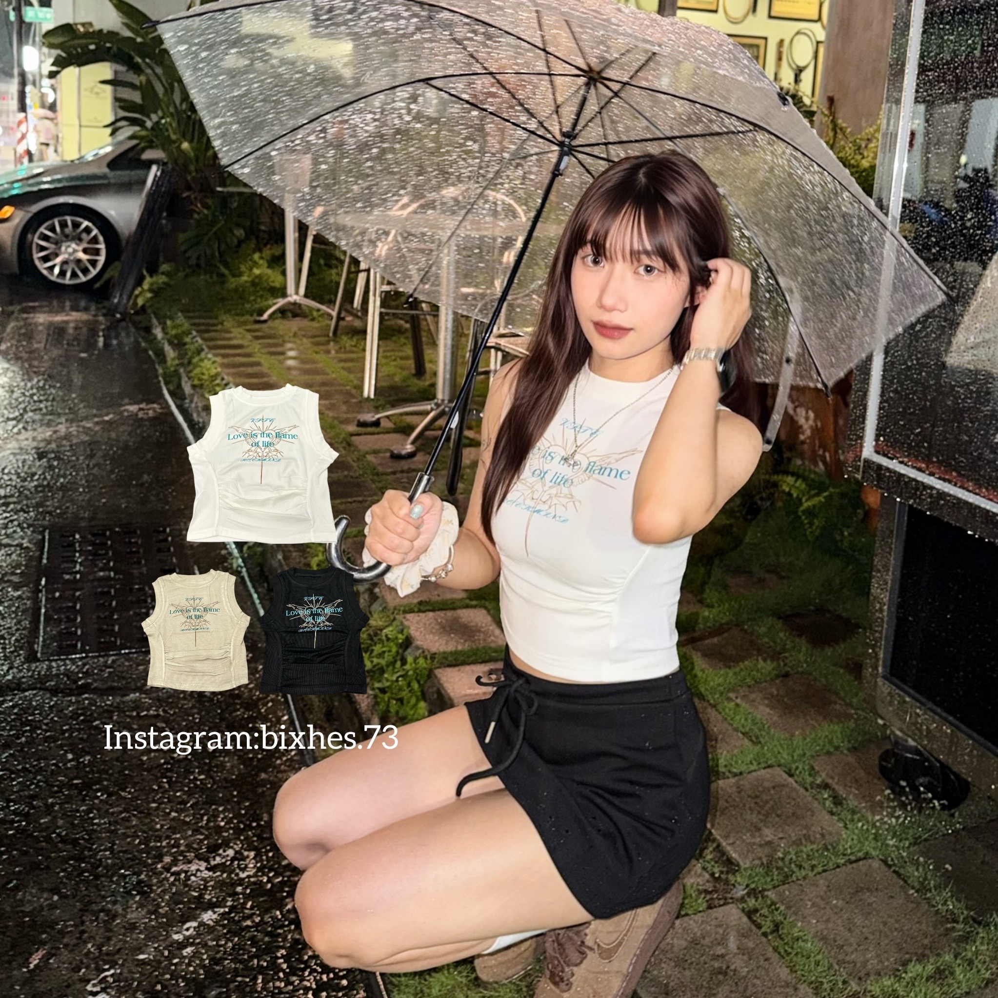 美式圖騰短版背心(C00022)