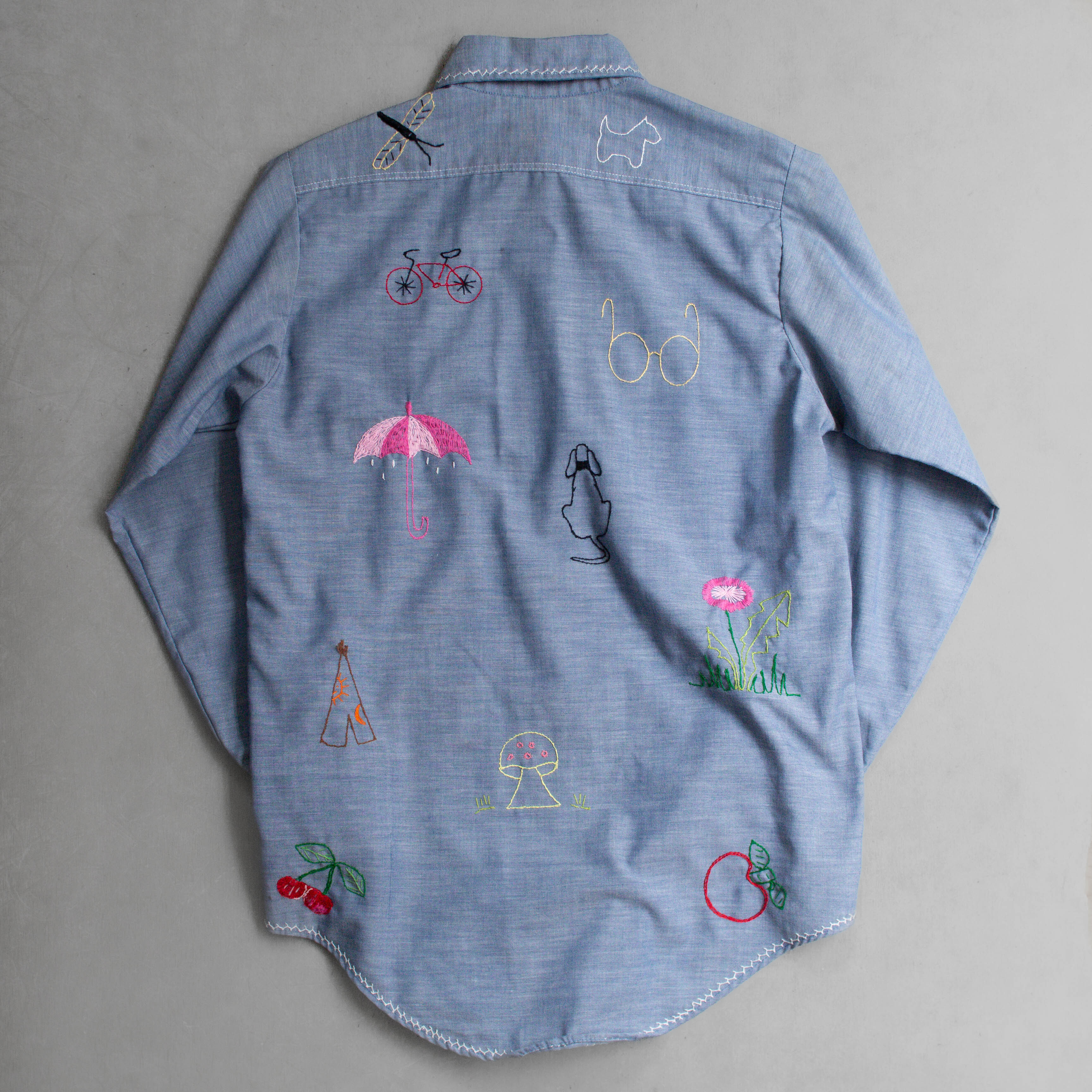 BIG MAC EMBROIDERY CHAMBRAY SHIRT 美國 淺藍 刺繡 青年布 長袖 襯衫