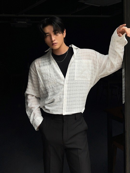 Formal Sheer Grid Shirt