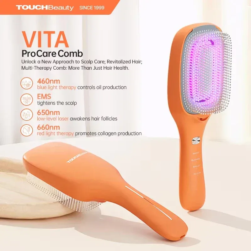 『送精華液』TOUCHBeauty VITA 光能養髮梳｜650nm 低能量雷射 + 460nm 藍光 + 660nm 紅光 + EMS + 1,000 萬負離子 · 四模式頭皮護理