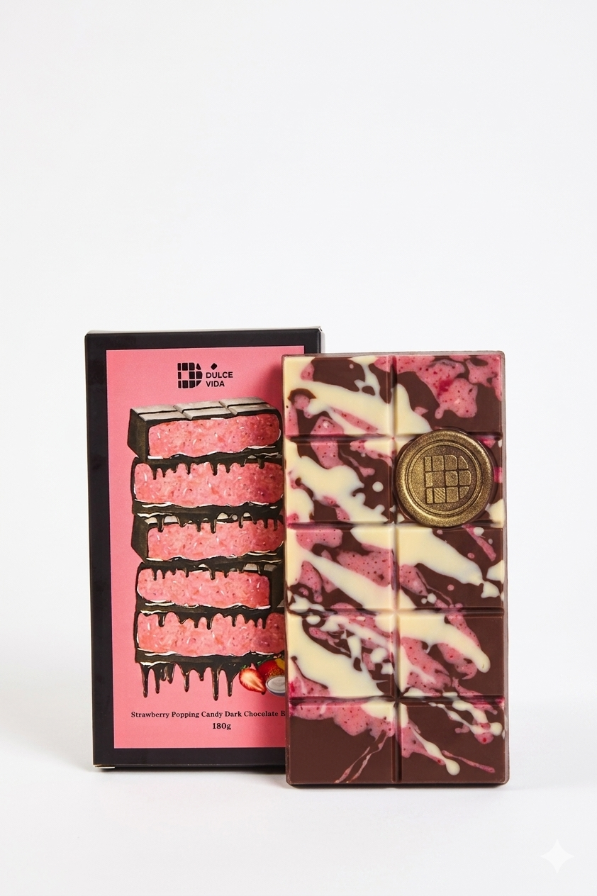 士多啤梨爆炸糖黑朱古力排 (180g)
