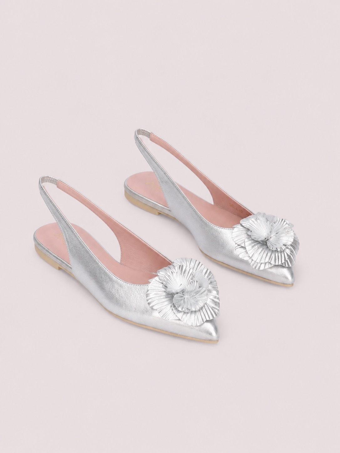 1PB0611-045 [PRETTY BALLERINAS] Ella Ballet Flats Silver Metallic Leathers #52085_001 (EU)