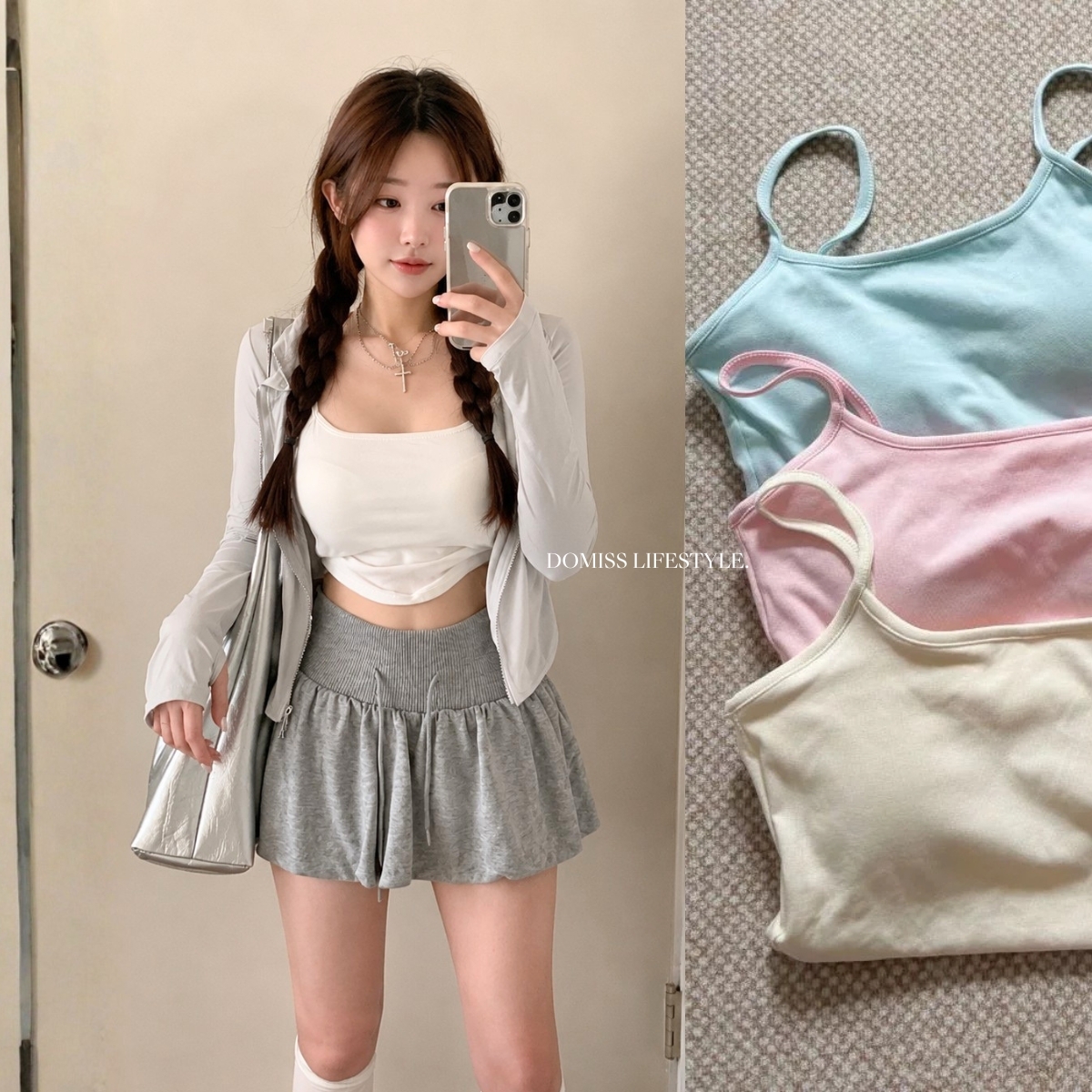 【粉嫩色背心】DOMISS圓領背心-6色 bra-top純棉背心(現+預)