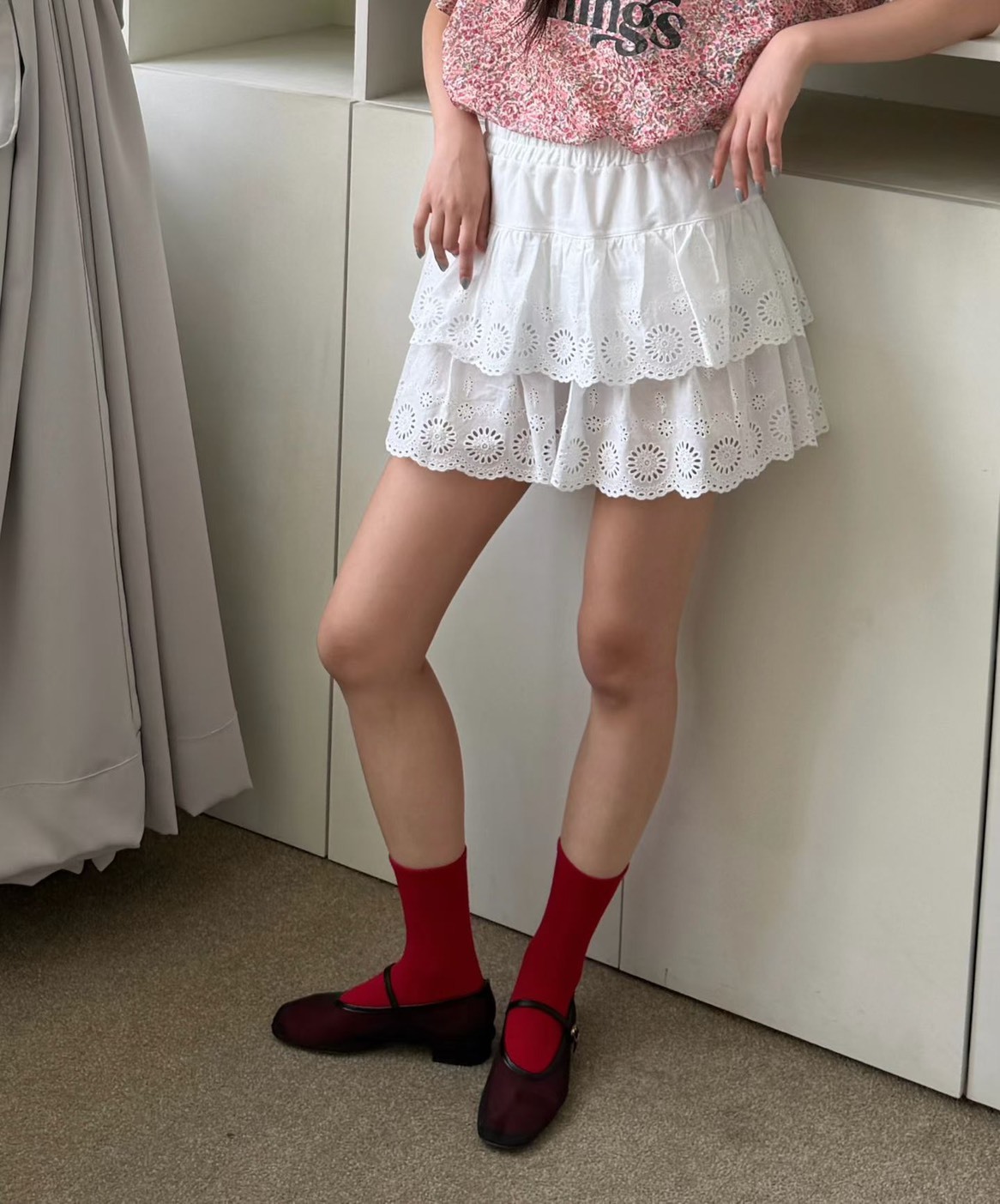 洞洞花蕾蛋糕褲裙
