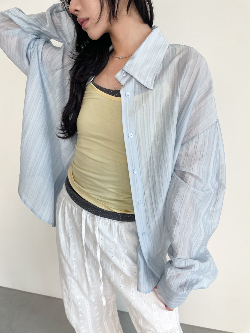 cooling striped boxy shirt