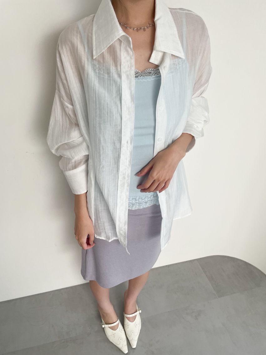 cooling striped boxy shirt