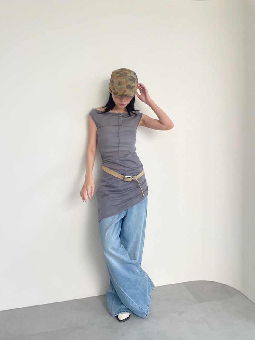 wide-neck asym hem cami dress