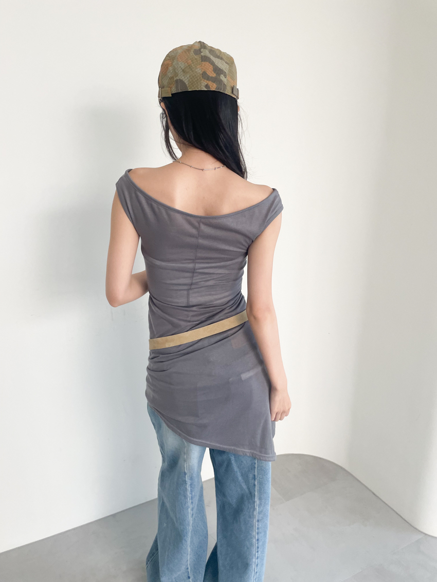 wide-neck asym hem cami dress