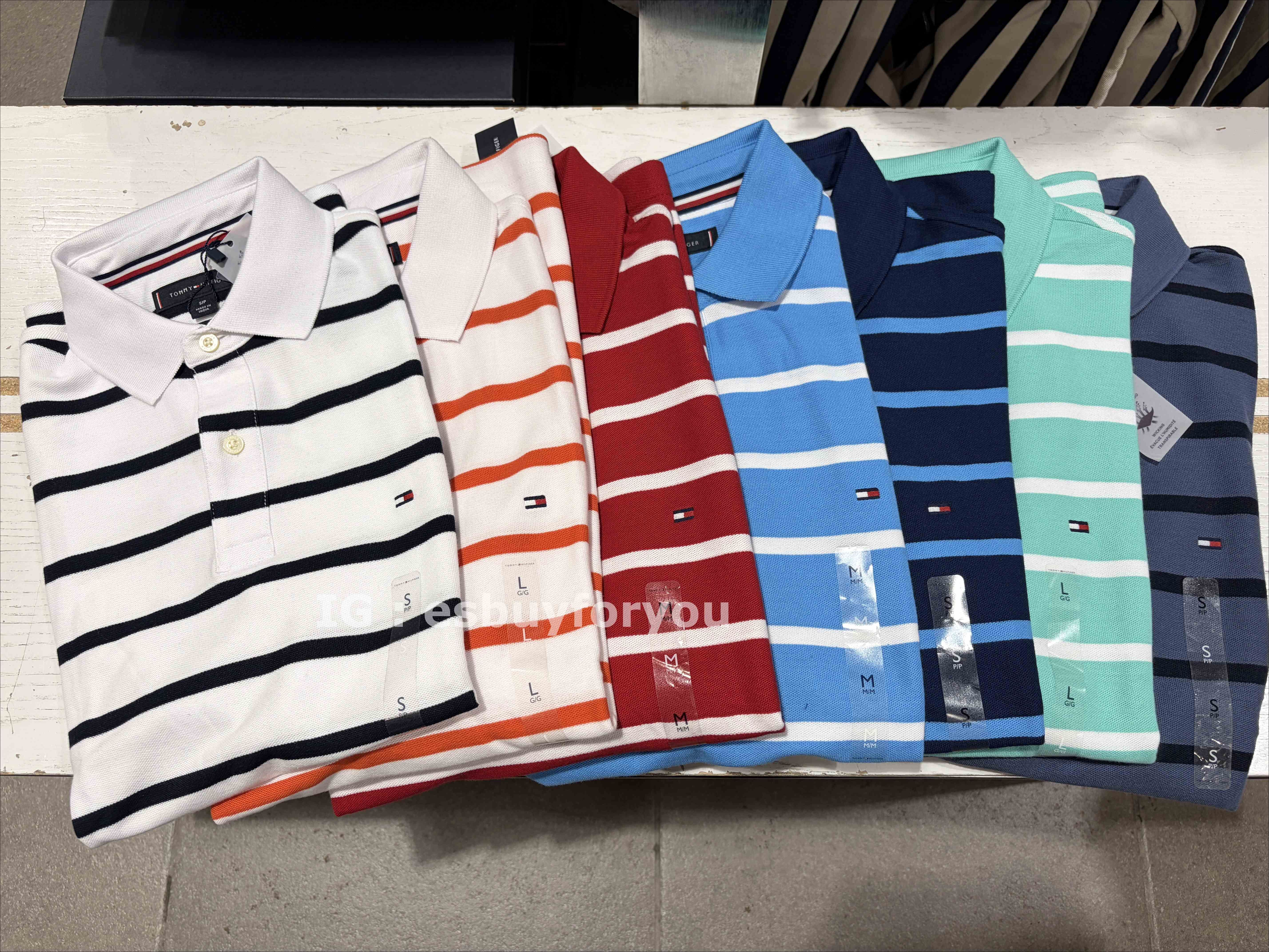 TOMMY 男大人 彈性快乾排汗抗UV 網眼材質 橫條紋 POLO衫 (7色)