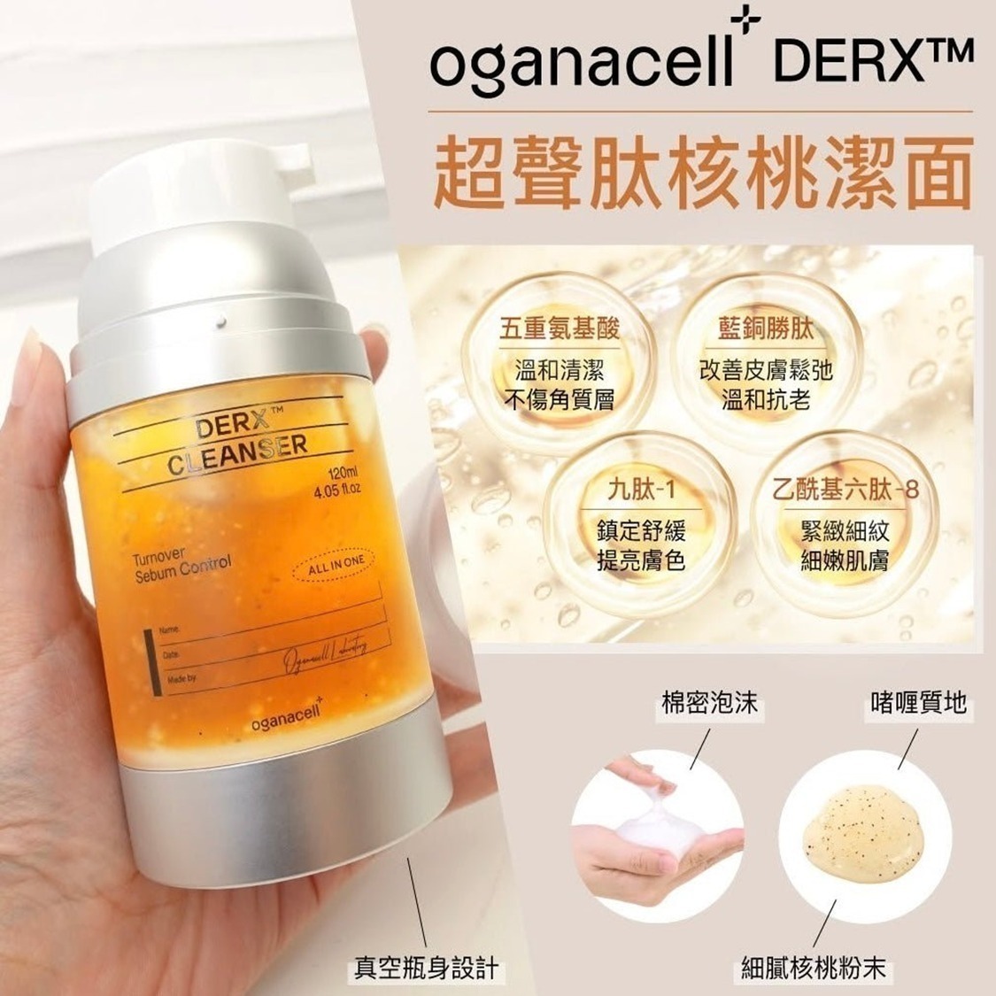 Oganacell 高濃度勝肽深層潔面凝膠120ml T340  (2-3星期寄出)