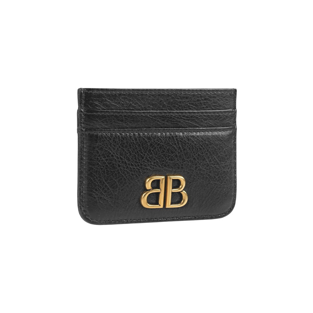 【Balenciaga】Monaco BB 金釦小羊皮4卡卡片夾/名片夾(黑色)