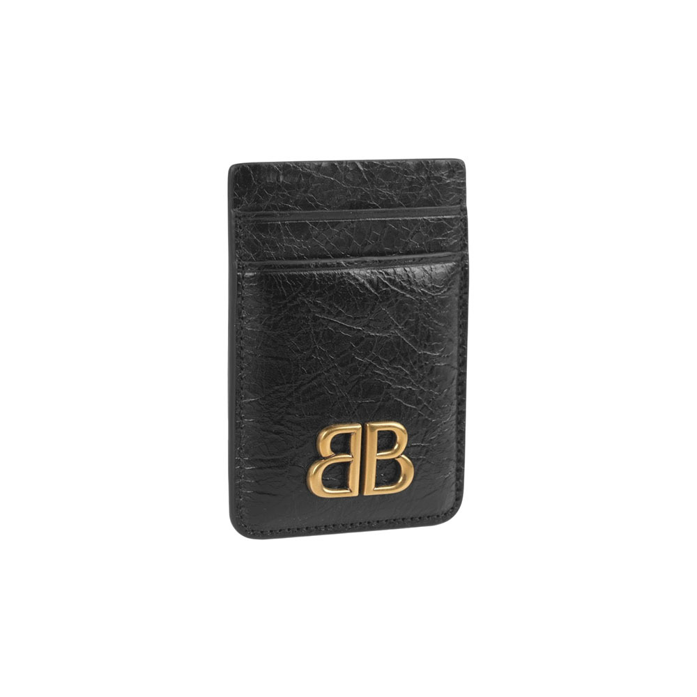 【Balenciaga】Monaco BB 金釦磁釦2卡卡片夾/名片夾(黑色)