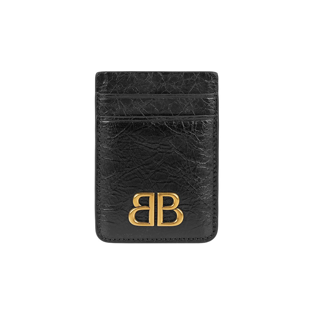 【Balenciaga】Monaco BB 金釦磁釦2卡卡片夾/名片夾(黑色)