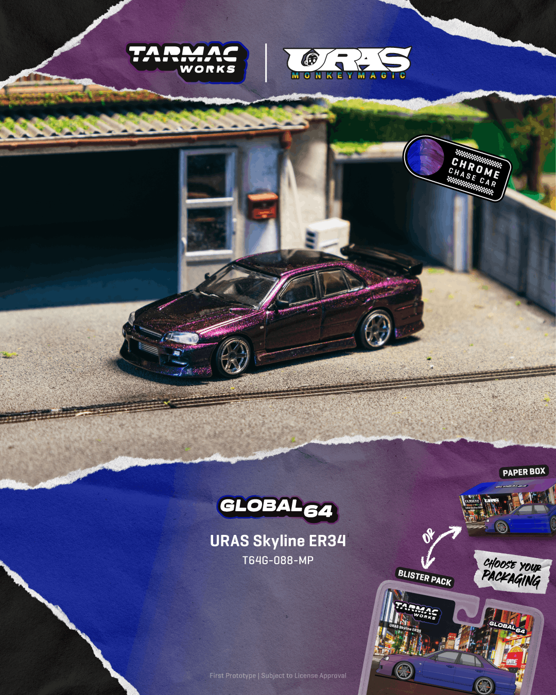 PO-$102 * TARMAC * 1:64 URAS Skyline ER34 Midnight Purple