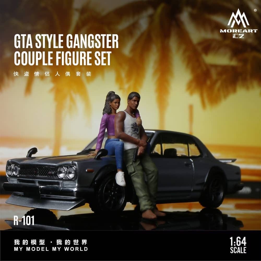 PO-$120 * MOREART * 1:64 FIGURE - GTA STYLE GANGSTER COUPLE FIGURE SET