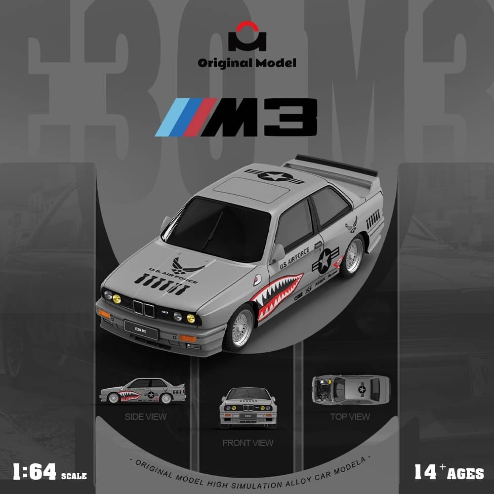 PO-$170 * ORIGINAL MODE * 1:64 BMW M3 E30 SEDAN GREY SHARK