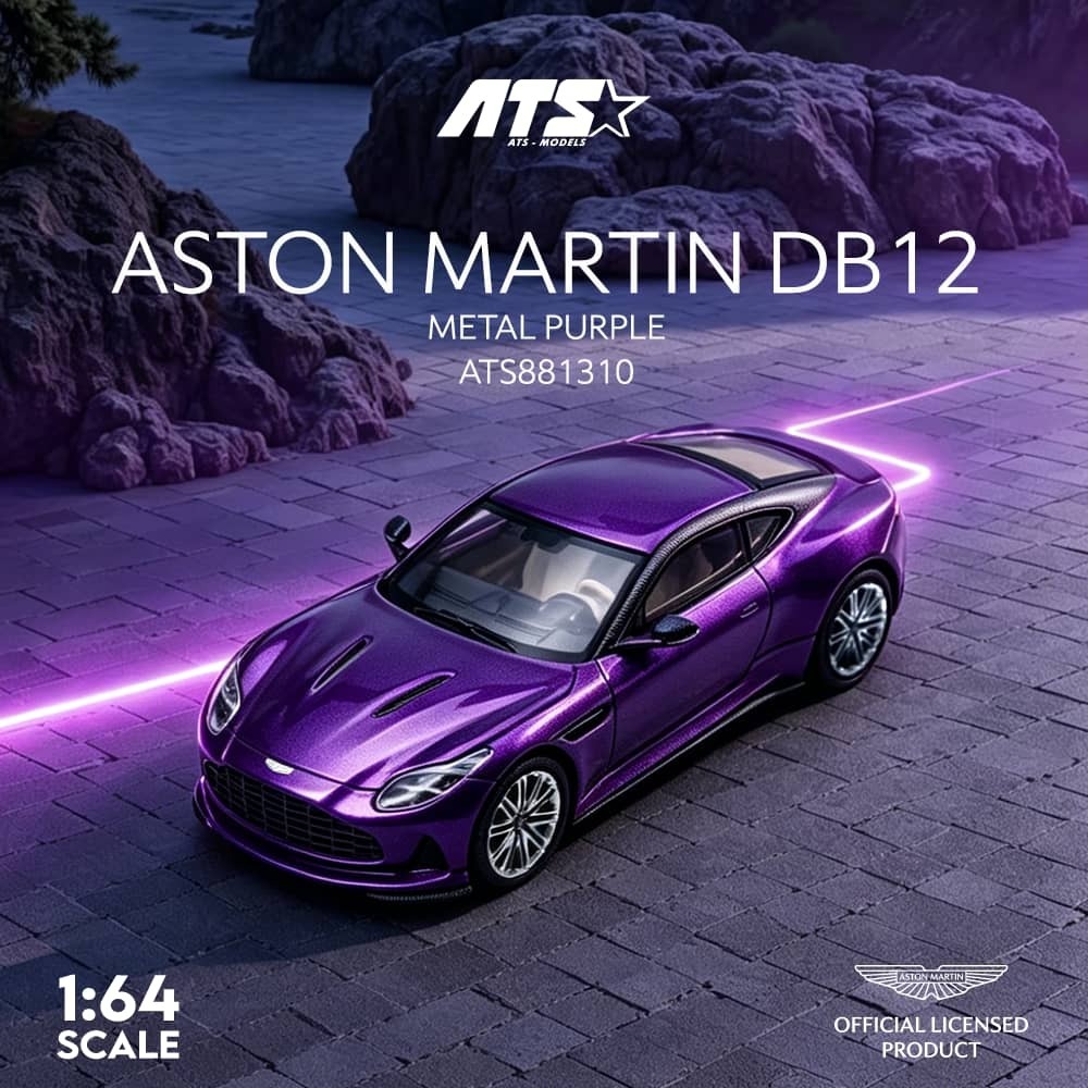 PO-$160 * ATS * 1:64 ASTON MARTIN DB12 COUPE METAL PURPLE