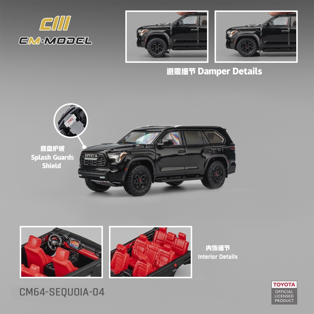 PO-$160 * CM MODEL * 1:64 TOYOTA SEQUOIA XK80 TRD PRO MIDNIGHT BLACK