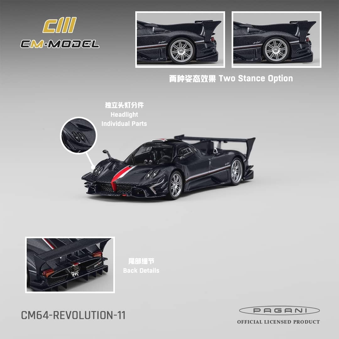 PO-$190 * CM MODEL * 1:64 PAGANI ZONDA R EVOLUCION NAVY CARBON FIBER