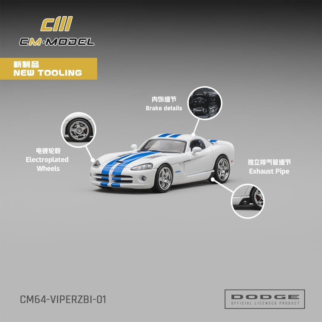 PO-$160 * CM MODEL * 1:64 DODGE VIPER STONE WHITE