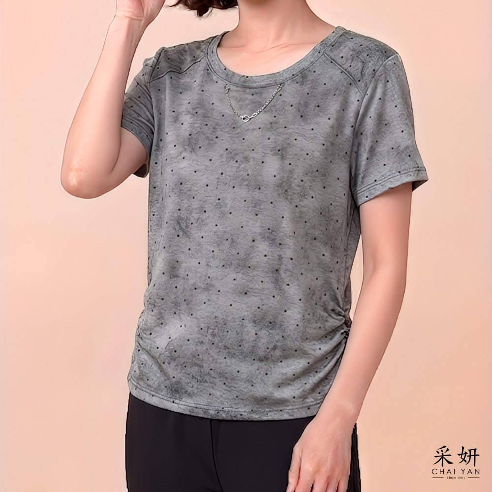 掛飾亮片圓點短袖上衣