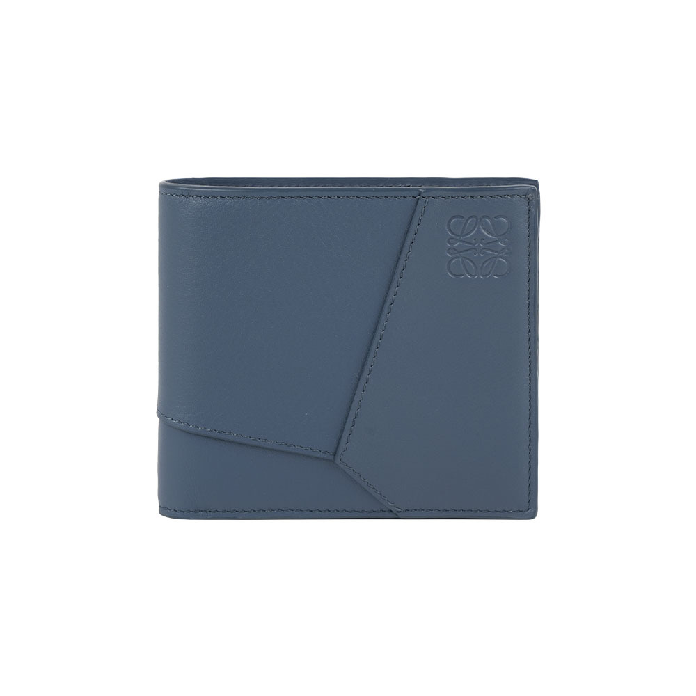 【LOEWE】Puzzle 經典小牛皮對開8卡短夾(藍色)
