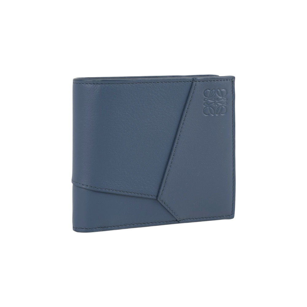 【LOEWE】Puzzle 經典小牛皮對開8卡短夾(藍色)