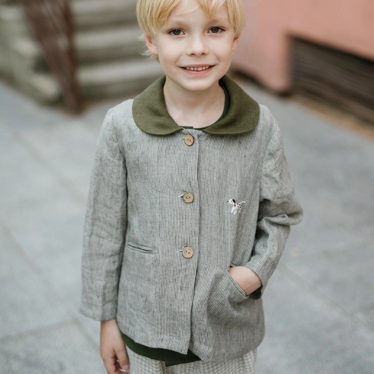 (預購)ALL THE BEAUTIFUL LINEN 秋季跳色彼得潘領外套 AUTUMN PETER PAN COLLAR JACKET