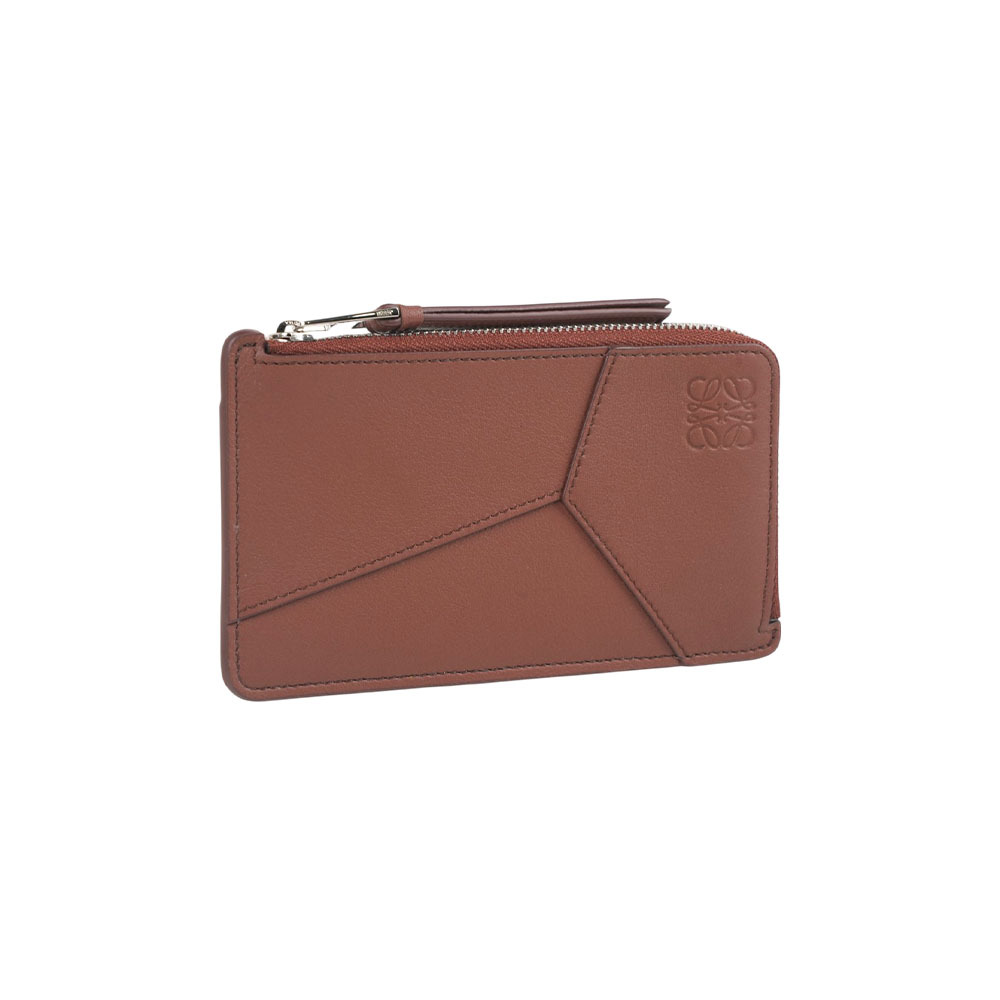 【LOEWE】Puzzle Edge 經典小牛皮長形拉鍊零錢包/卡片夾(布朗尼色)