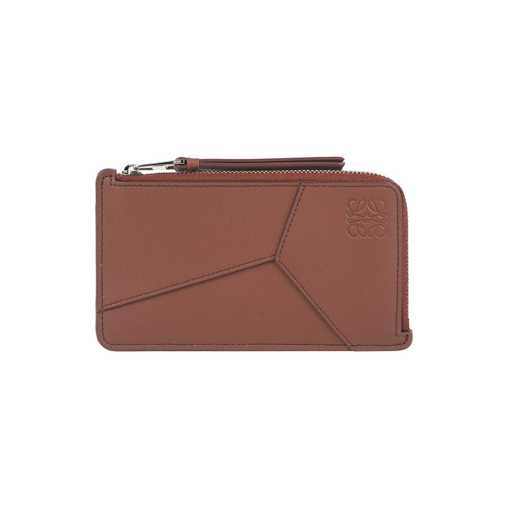 【LOEWE】Puzzle Edge 經典小牛皮長形拉鍊零錢包/卡片夾(布朗尼色)