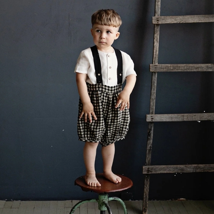 (預購)ALL THE BEAUTIFUL LINEN 秋季跳色吊帶褲 AUTUMN SHORTS WITH SUSPENDERS