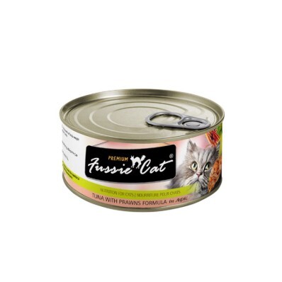 Fussie Cat 黑鑽 貓罐頭 吞拿魚+虎蝦  80g 【原箱24罐】