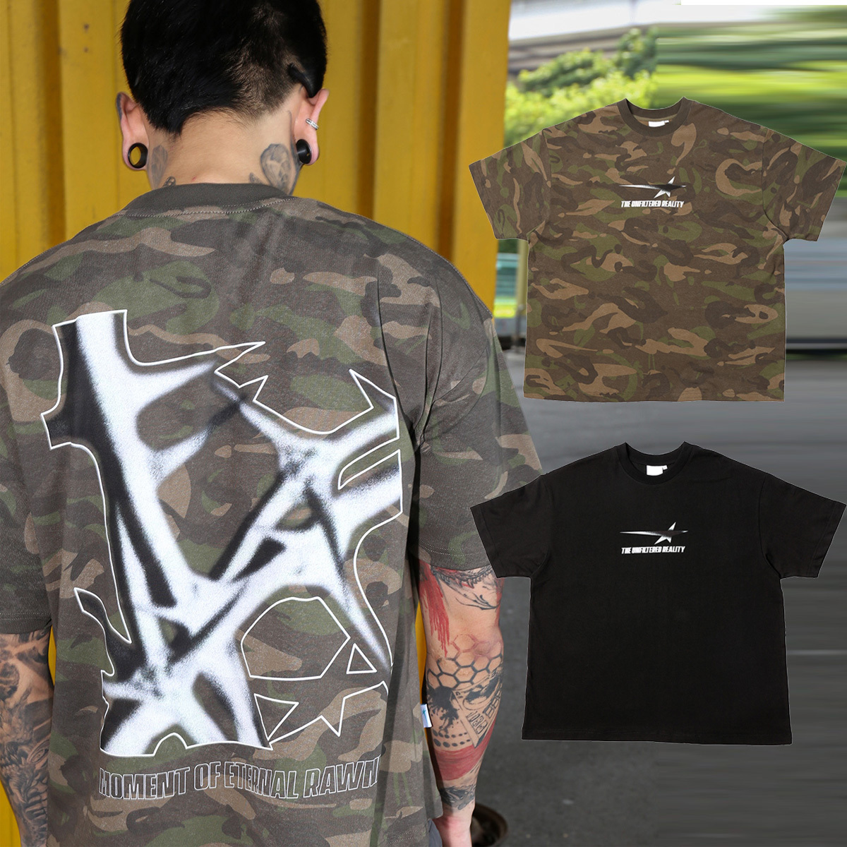MTA THORNS BOXY T-SHIRT 黑色 迷彩 街頭 印花 荊棘 Boxy 上衣 短T【M26ST6】