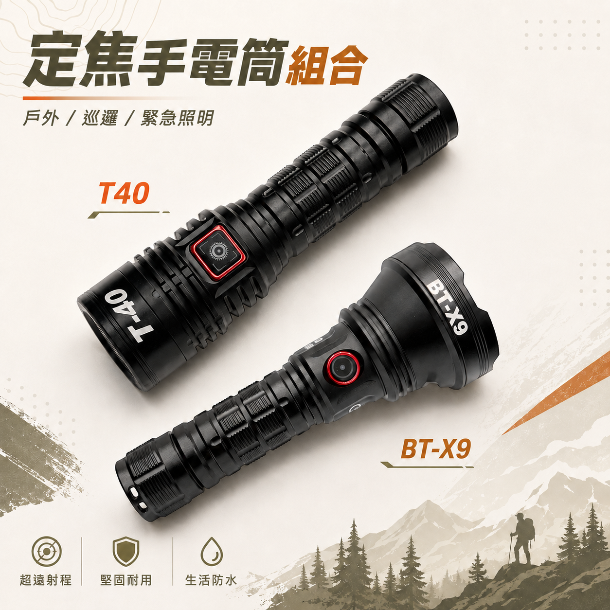 BTX9手電筒+T40手電筒組合  晶典光電