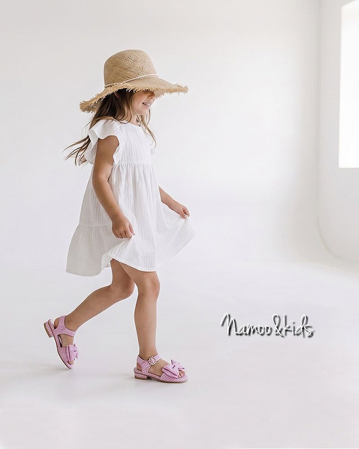 正韓夏NAMOO_KIDS 兩色格子蝴蝶結低跟鞋