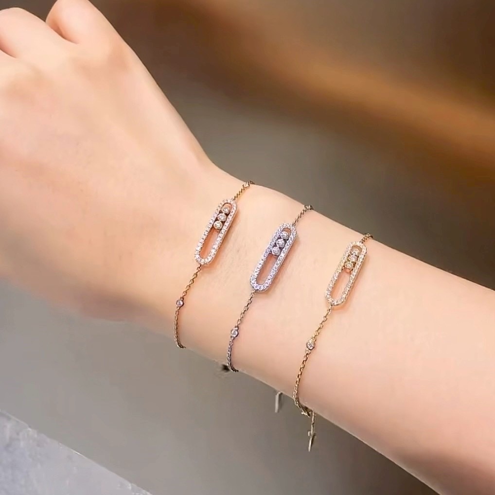 18k”Baby move三鑽靈動小號滿鑽/高奢定製手鍊