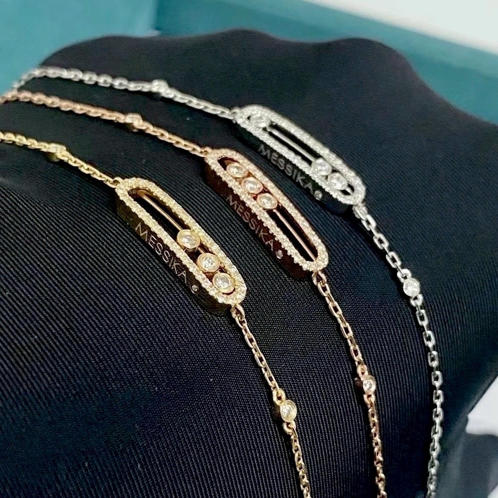 18k”Baby move三鑽靈動小號滿鑽/高奢定製手鍊