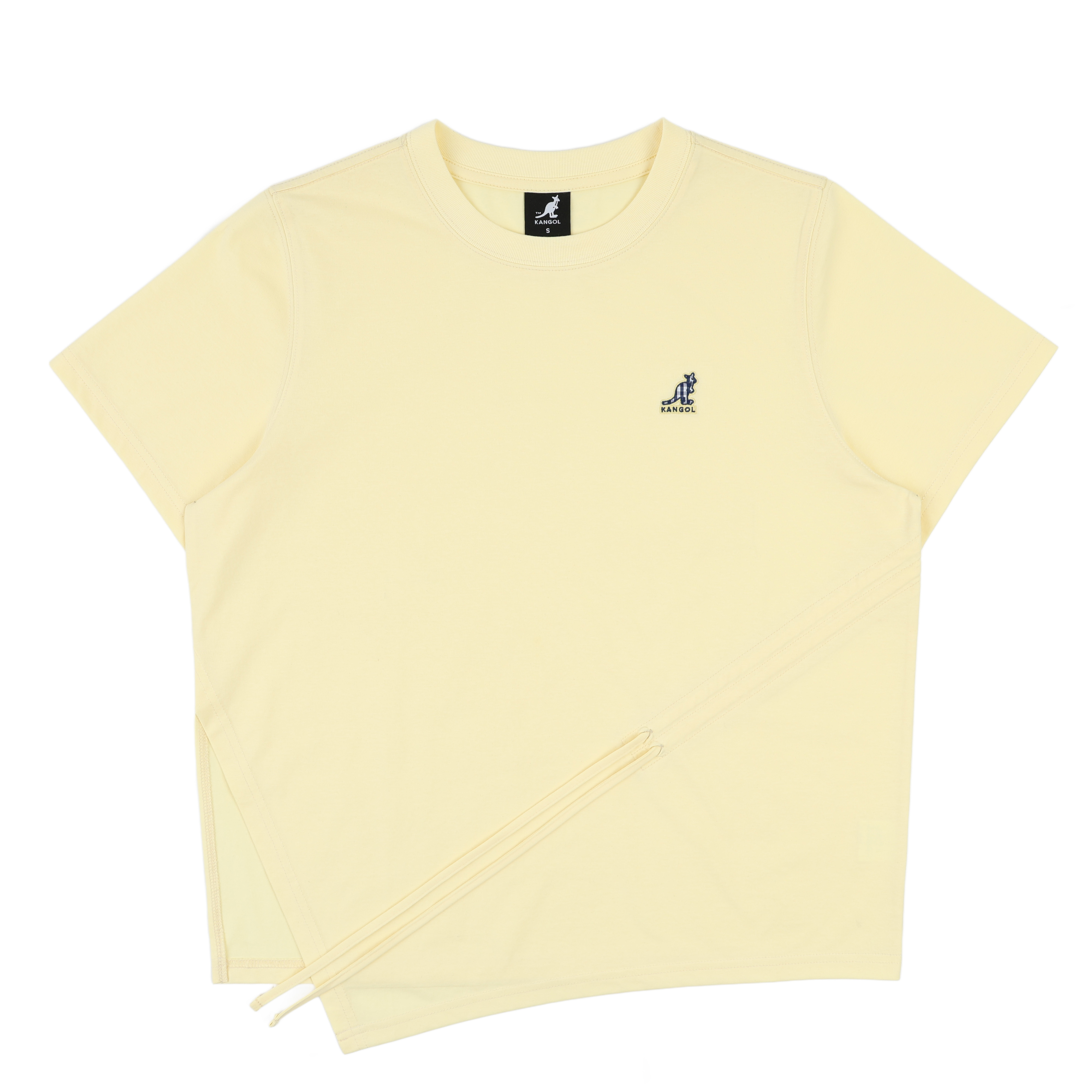 KANGOL 短T 淺黃 抽繩 綁帶 短袖 上衣 女 6622100861