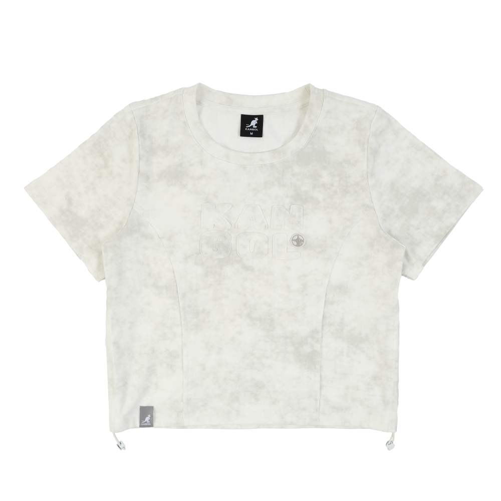 KANGOL 短T 白灰 抽繩 貼布 短袖 上衣 女 6622101300
