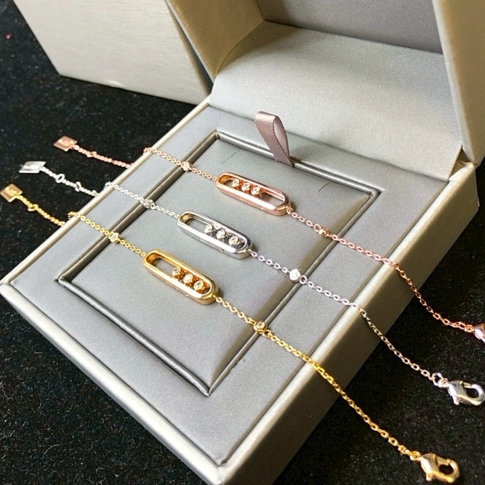 18k”Baby move三鑽靈動小號光面/高奢定製手鍊